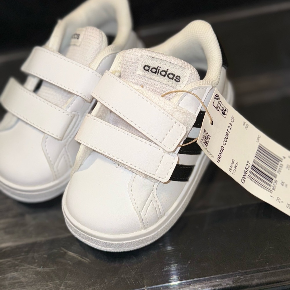 Adidas baby White Black Velcro Strap Sneakers - Picture 11 of 12